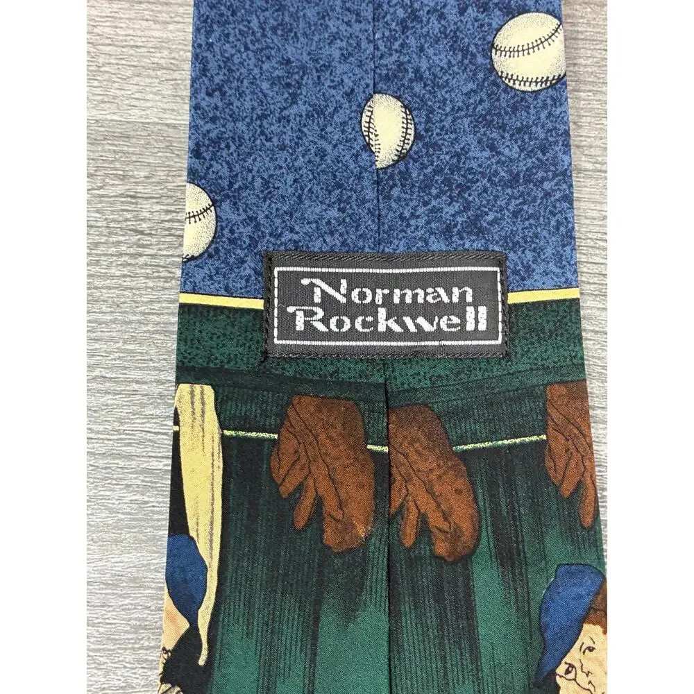 Norman Rockwell 1995 Silk Tie Baseball Saturday Evening Post Vintage 4